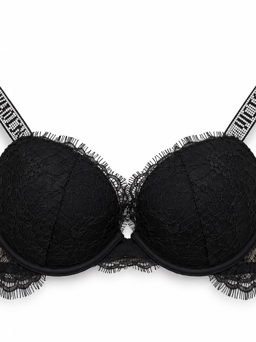 Victoria's Secret Black Lace Bombshell Shine Strap Push-up Bra 32C NWOT $74.95